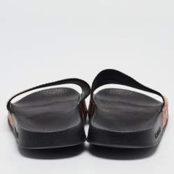 Gucci Pink/Black GG Bloom Supreme Canvas Slide Flats Size 35