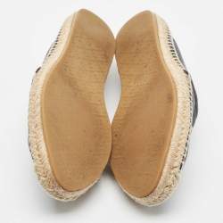 Pre Owned Gucci Black GG Canvas and Leather Espadrille Flats Size 38