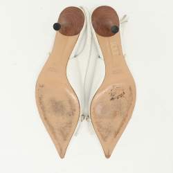 Gucci White Leather Web Chain Embellished Slingback Pumps 36
