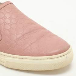 Gucci Mauve Microguccissima Leather Slip On Sneakers Size 37.5
