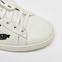 Gucci White Leather Snake Crystal Embellished Ace Low Top Sneakers Size 38.5