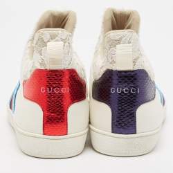 Gucci White Lace and Leather Ace Slip On Sneakers Size 39.5