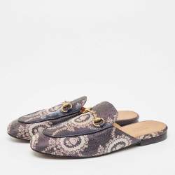 Gucci Multicolor Canvas Princetown Mules Size 37.5