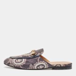 Gucci Multicolor Canvas Princetown Mules Size 37.5