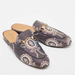 Gucci Multicolor Canvas Princetown Mules Size 37.5