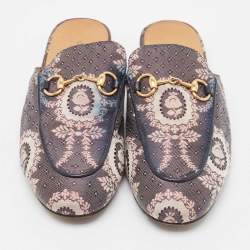 Gucci Multicolor Canvas Princetown Mules Size 37.5