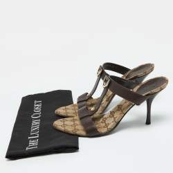 Gucci Dark Brown Leather Open Toe Sandals Size 40