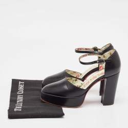 Gucci Black Leather Agon Mary Jane Pumps Size 36.5