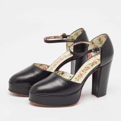Gucci Black Leather Agon Mary Jane Pumps Size 36.5