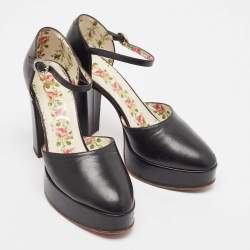 Gucci Black Leather Agon Mary Jane Pumps Size 36.5