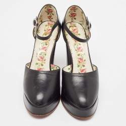 Gucci Black Leather Agon Mary Jane Pumps Size 36.5
