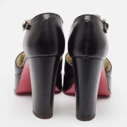 Gucci Black Leather Agon Mary Jane Pumps Size 36.5