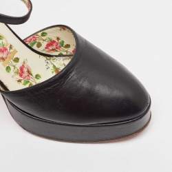 Gucci Black Leather Agon Mary Jane Pumps Size 36.5