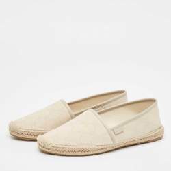 Gucci Cream Canvas GG Espadrille Flats 40.5