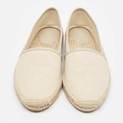 Gucci Cream Canvas GG Espadrille Flats 40.5