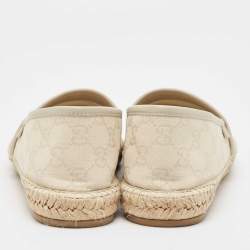 Gucci Cream Canvas GG Espadrille Flats 40.5