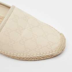 Gucci Cream Canvas GG Espadrille Flats 40.5