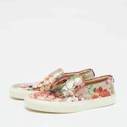 Gucci Multicolor Floral Print Coated Canvas Slip On Sneakers Size 39.5