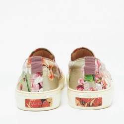 Gucci Multicolor Floral Print Coated Canvas Slip On Sneakers Size 39.5