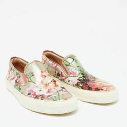 Gucci Multicolor Floral Print Coated Canvas Slip On Sneakers Size 39.5