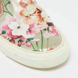 Gucci Multicolor Floral Print Coated Canvas Slip On Sneakers Size 39.5