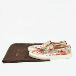 Gucci Multicolor Floral Print Coated Canvas Slip On Sneakers Size 39.5