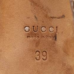 Gucci Brown Python Leather Bamboo Heel Platform Ankle Strap Sandals Size 39