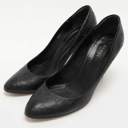 مملوكة مسبقًا Gucci Black Guccissima Leather Horsebit Pumps Size 39.5
