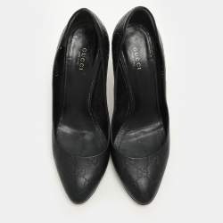 مملوكة مسبقًا Gucci Black Guccissima Leather Horsebit Pumps Size 39.5