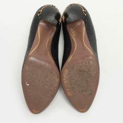 مملوكة مسبقًا Gucci Black Guccissima Leather Horsebit Pumps Size 39.5