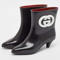 Gucci Black Rubber Ankle Length Boots Size 38