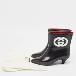 Gucci Black Rubber Ankle Length Boots Size 38