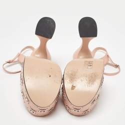 Pre Owned Gucci Pink Leather GG Stud Malaga Platform Sandals Size 39.5