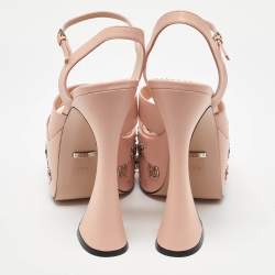 Pre Owned Gucci Pink Leather GG Stud Malaga Platform Sandals Size 39.5