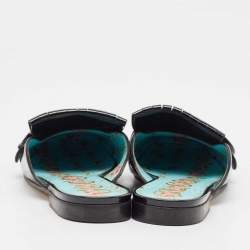 Gucci Black Patent Leather GG Marmont Mules Size 37.5