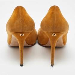 Gucci Mustard Yellow Suede Round Toe Pumps Size 39