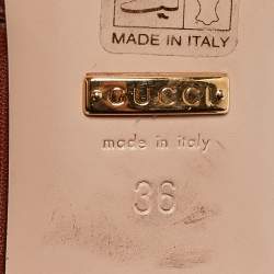 Pre Owned Gucci Brown Leather Zumi Slide Sandals Size 36