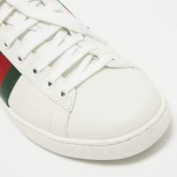 Gucci White Leather Web Ace Sneakers Size 39.5