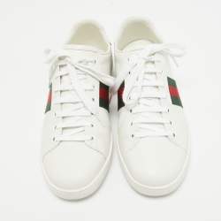 Gucci White Leather Web Ace Sneakers Size 39.5