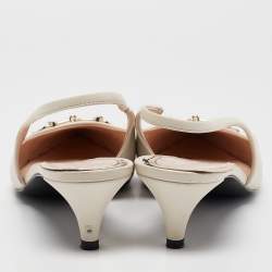 مملوكة مسبقًا Gucci Cream Leather Horsebit Slingback Pumps Size 40