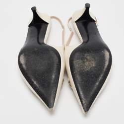 مملوكة مسبقًا Gucci Cream Leather Horsebit Slingback Pumps Size 40