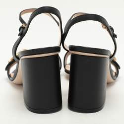 مملوكة مسبقًا Gucci Black Leather GG Marmont Ankle Strap Sandals 38