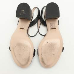 مملوكة مسبقًا Gucci Black Leather GG Marmont Ankle Strap Sandals 38