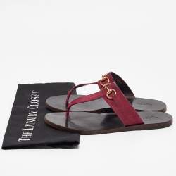 Gucci Pink Suede Horsebit Thong Flats Size 37