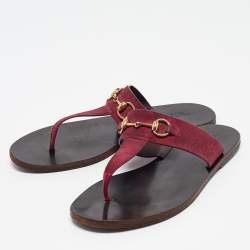 Gucci Pink Suede Horsebit Thong Flats Size 37