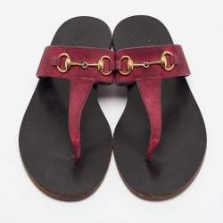 Gucci Pink Suede Horsebit Thong Flats Size 37