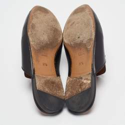 Gucci Black Leather Princetown Flat Mules Size 37.5  