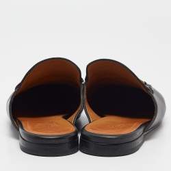 Gucci Black Leather Princetown Flat Mules Size 37.5  