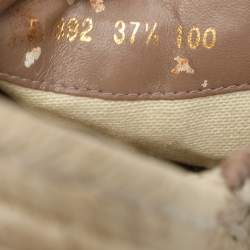 Pre Owned Gucci Beige Quilted Leather GG Marmont Platform Espadrille Flats Size 37.5