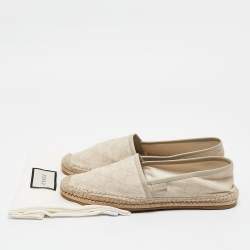 Pre Owned Gucci Grey/White GG Canvas Espadrille Flats Size 38.5